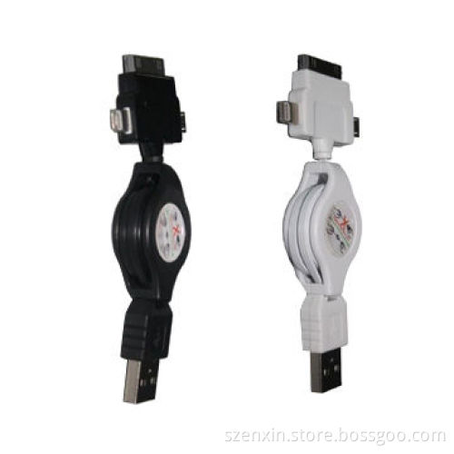 Best 3-in-1 USB retractable data cable with connectors,multi-adapters for iPhone 5/Samsung Micro USBNew